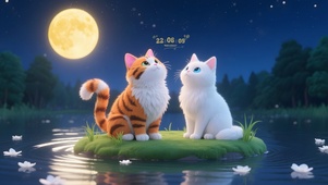 月色星空猫咪