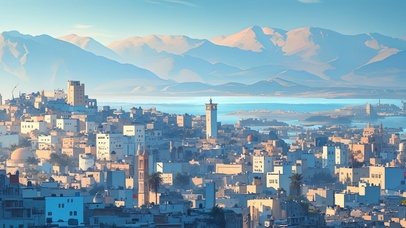 俯瞰异国风情城市风光