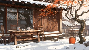 雪中小院一角