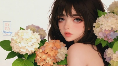 梦幻绣球花少女