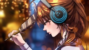 4k超清 带耳机的女孩