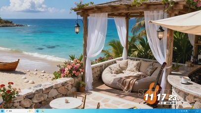 白云树木海景桌面主题