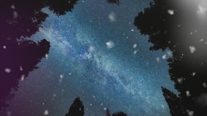 俯瞰星空雪花夜景