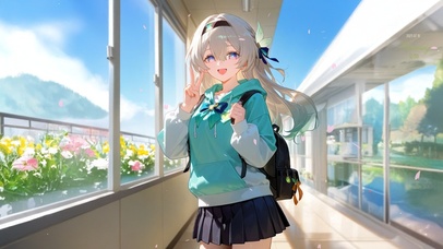 樱花走廊少女