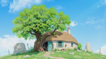 山顶上的小木屋