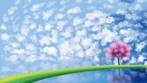 治愈壁纸-空中的樱花树
