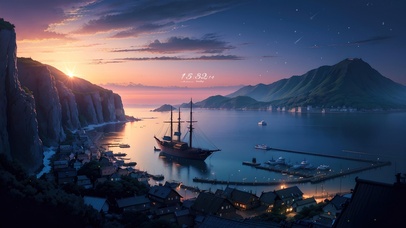 4K唯美治愈落日星空海滨小镇