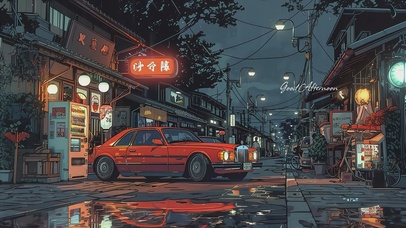 雨夜里的东京街头