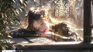 古风庭院午睡少女