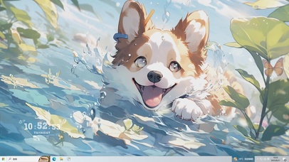 夏日嬉戏小柯基