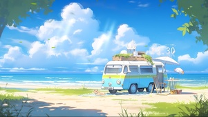海边野营巴士	