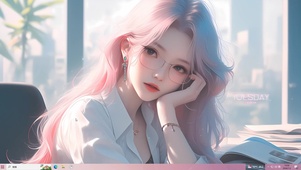 清纯粉发女孩