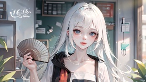 夏日折扇少女