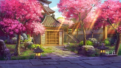 唯美治愈插画春天樱花小院