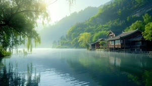 杨柳河岸