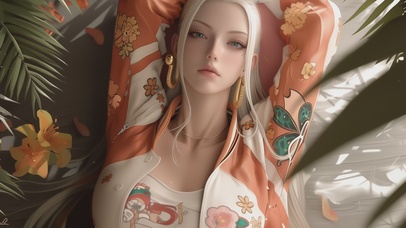 卡通气质白发优雅女孩