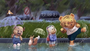 4K  雨天小动物