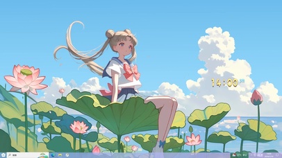 清新主题 荷叶上的美少女