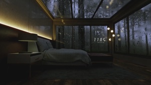 森林里的玻璃卧室雨