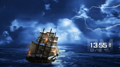 雷雨中的海盗船