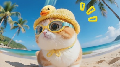 海边度假的小猫