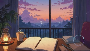 黄昏时分的书屋