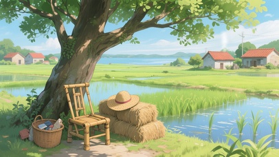 夏日稻田清凉美景