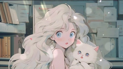 4K金发小公主与她的小猫咪