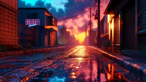 夕阳雨巷