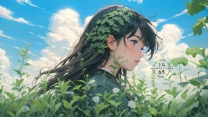 可爱绿叶女孩