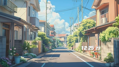 蓝天白云花草树木景色