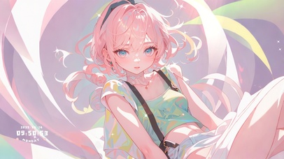 花漾壁纸|粉色短发女生