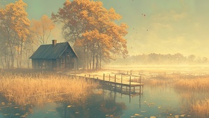 静谧湖泊秋景