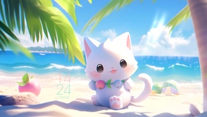 4k 阳光沙滩喵	
