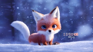 4k雪天小狐狸