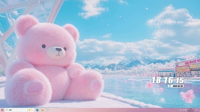 蓝天白云树木樱花桌面主题