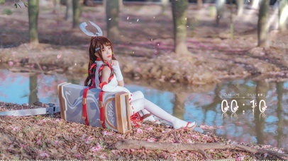 河边的清纯美女