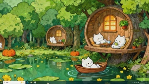 绿色护眼的猫咪小屋