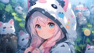 雨中猫耳女孩