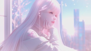 治愈系粉色甜美女孩