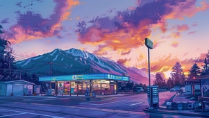雪山下的晚风便利店