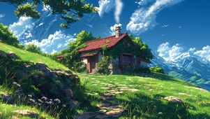 清新 山顶小屋