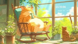 可爱午后晒太阳的橘猫猫