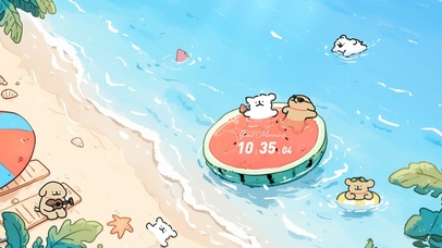 线条小狗海风吹走烦恼