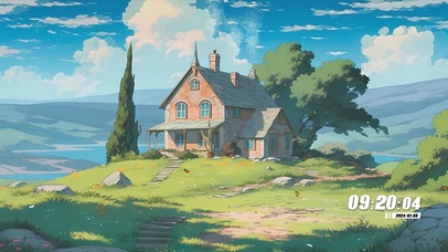 护眼蓝天白云房屋景色