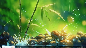 竹雨凝珠-桌面主题