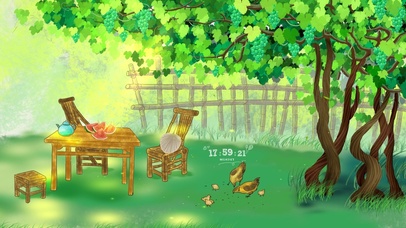 4K 夏天葡萄树下乘凉