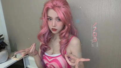 唯美治愈清纯粉发女孩