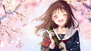 樱花树下少女