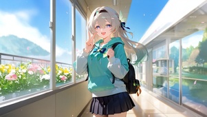 樱花走廊少女